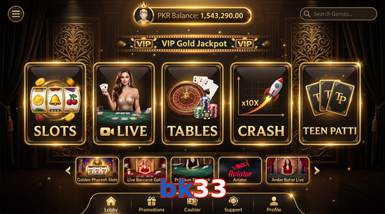 Main screen of Bk33 casino page for PK players